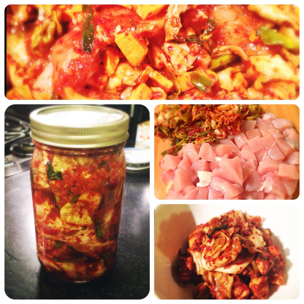 Kimchi, from jar to bowl.  